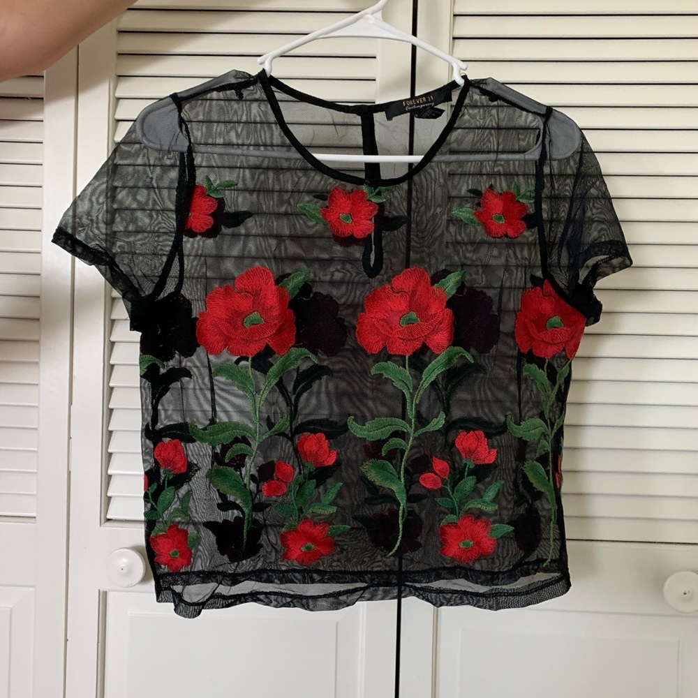 Mesh Embroidered Top
